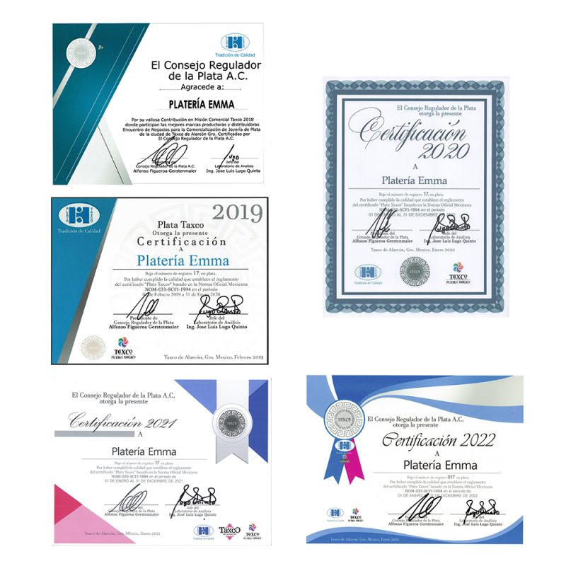 certificados del consejo regulador de la plata plateria emma