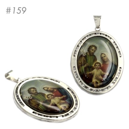 Dije Encapsulado - Medalla "Sagrada Familia: Jesús, María y José" Grande