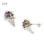 Arete Broquel de Bolita - Barquillo con Nieve Micro Cristal - Multicolor