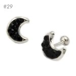 Arete Broquel de Bolita – Luna Cristal - Negro