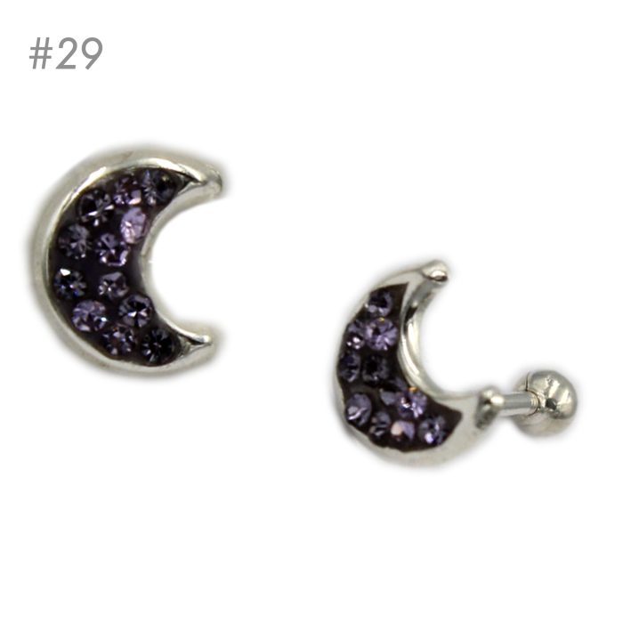 Arete Broquel de Bolita – Luna Cristal - Morado