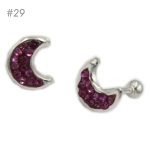 Arete Broquel de Bolita – Luna Cristal - Rosa Fucsia