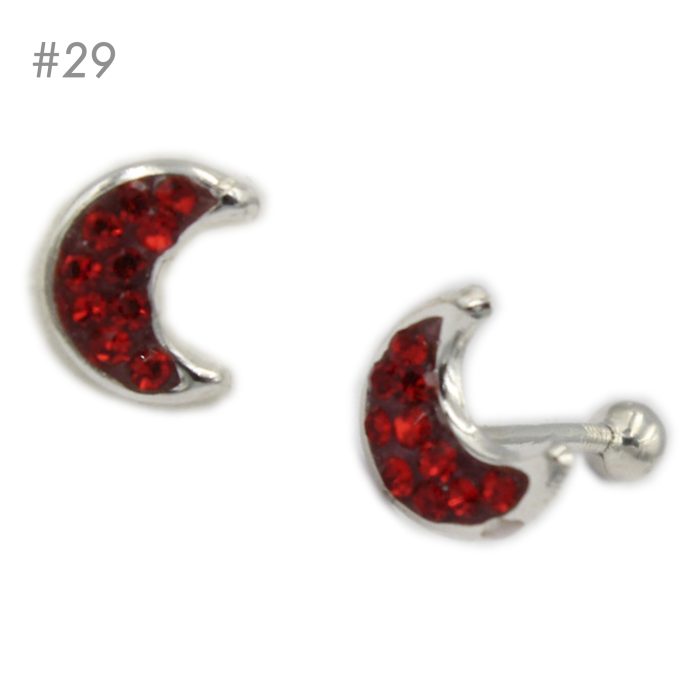 Arete Broquel de Bolita – Luna Cristal - Rojo