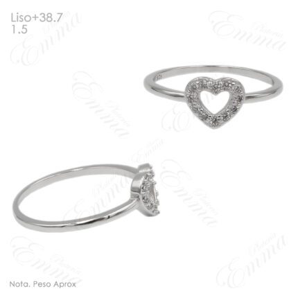 Anillo de Plata Corazón Perforado Borde Zirconias