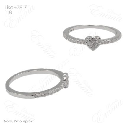 Anillo de Plata con Corazón Zirconias