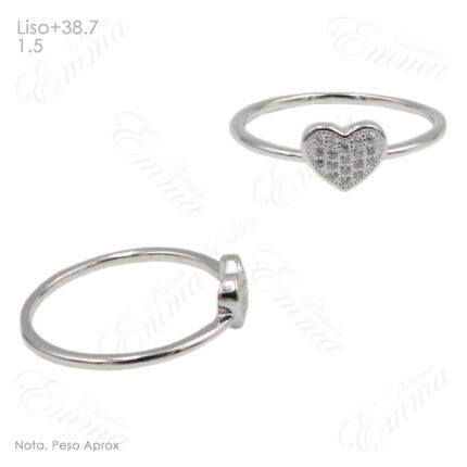 Anillo de Plata con Corazón Mediano Zirconia