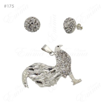 Juego de Plata Ley 0.925 Gallo con Microcristal