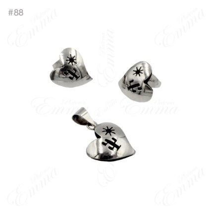 Juego de Plata Ley 0.925 Corazón Cactus Calado