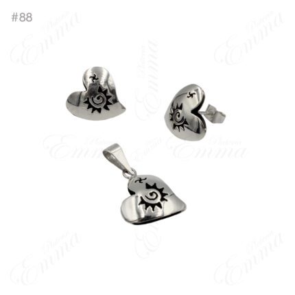 Juego de Plata Ley 0.925 Corazón Sol Calado