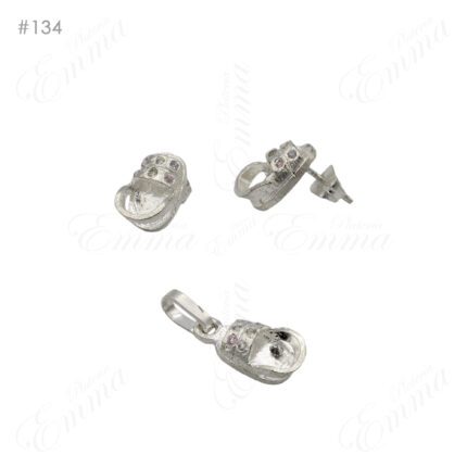 Juego de Plata Ley 0.925 Zapatito con Zirconia